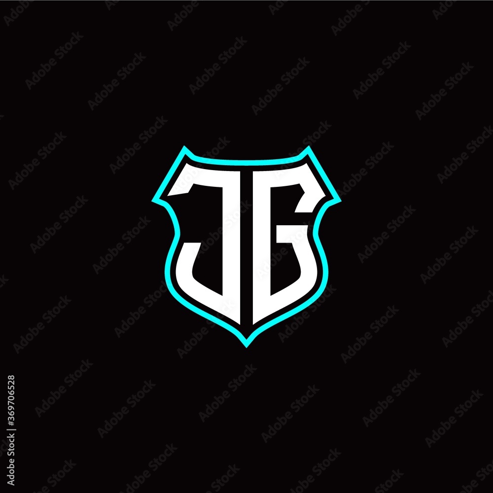 J G initials monogram logo shield designs modern