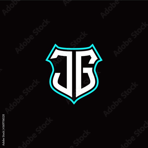 J G initials monogram logo shield designs modern