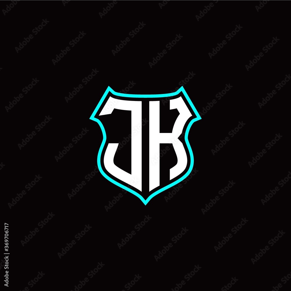 J K initials monogram logo shield designs modern