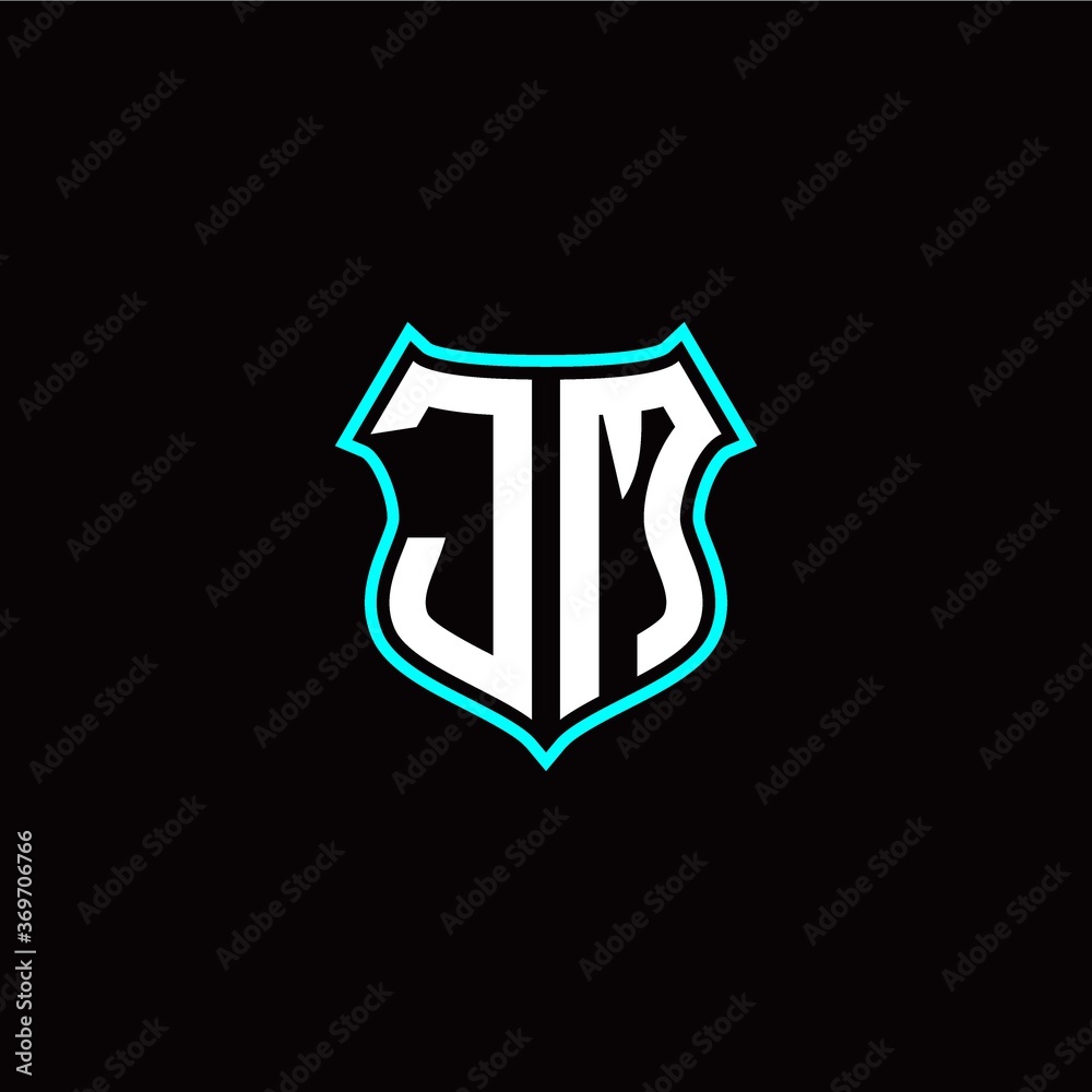 J M initials monogram logo shield designs modern