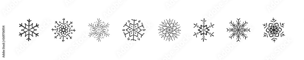 Hand drawn snowflakes. Snowflakes icon. Vector illustration