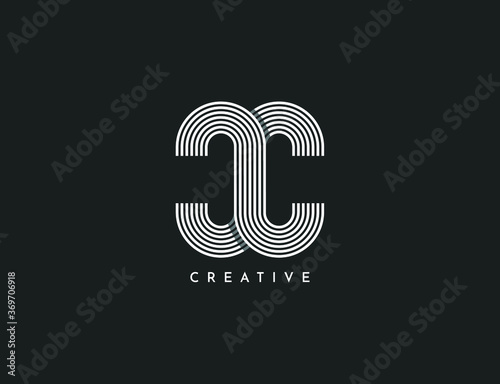 Letter CC vector line logo design illustration. Creative minimal logotype icon symbol template. 