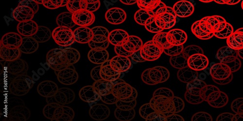 Dark Green, Red vector background with occult symbols.