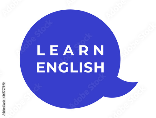 Speech bubble with "Learn English" written inside. Blue.