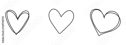 Hand drawn hearts set. Handdrawn rough heart marker isolated on white background. Vector illustration