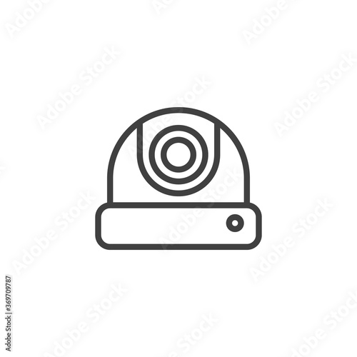 CCTV camera line icon. linear style sign for mobile concept and web design. Surveillance camera outline vector icon. Symbol, logo illustration. Vector graphics