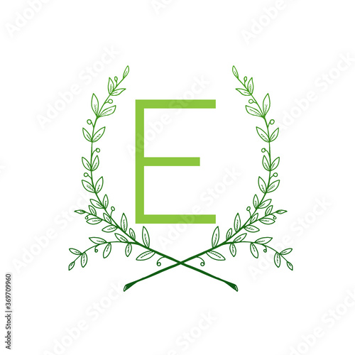 Letter E Green Floral Sign