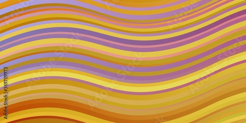Light Pink  Yellow vector background with curves. Colorful abstract illustration with gradient curves. Design for your business promotion.