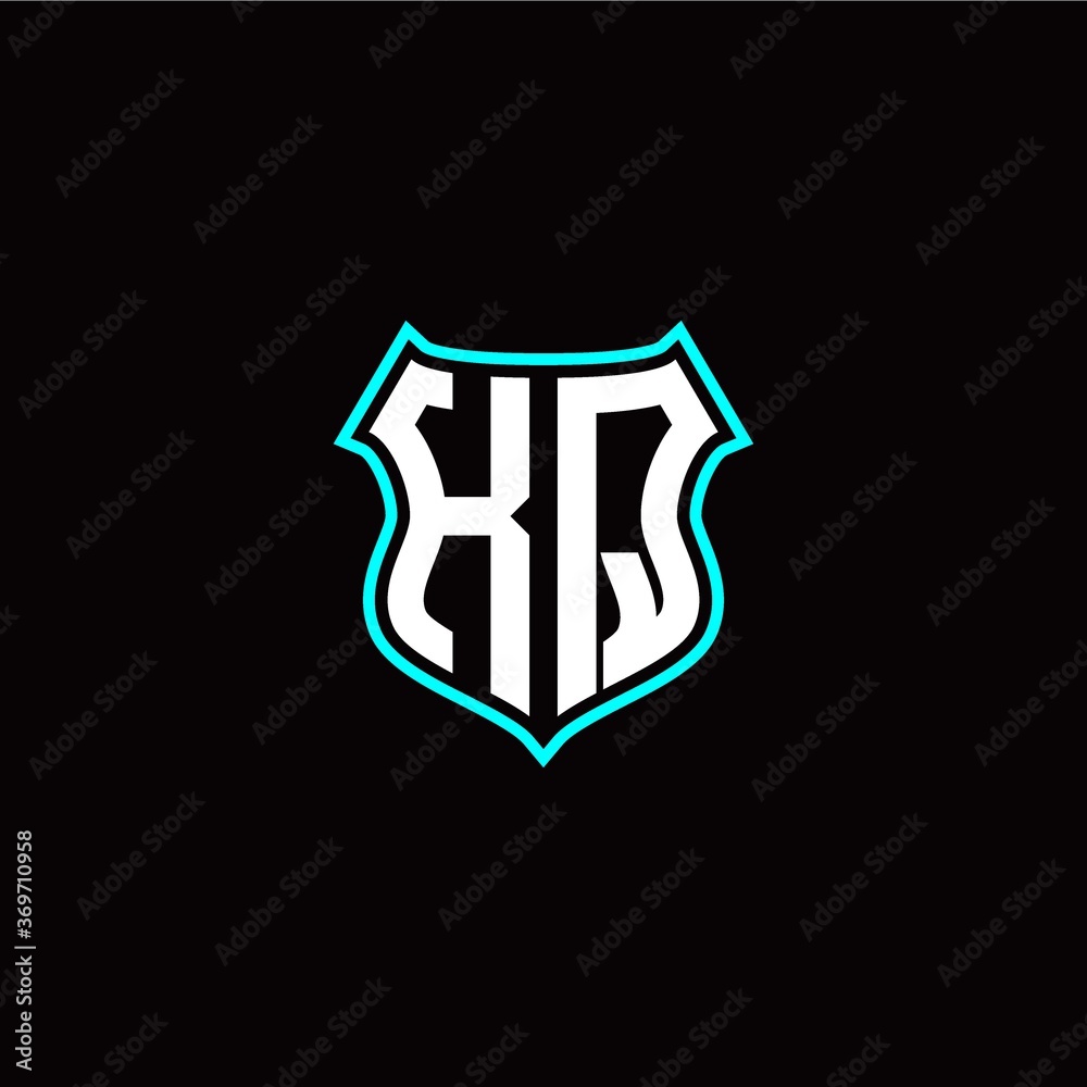 K Q initials monogram logo shield designs modern