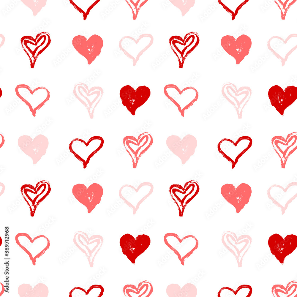 Seamless pattern with hand draw doodle hearts