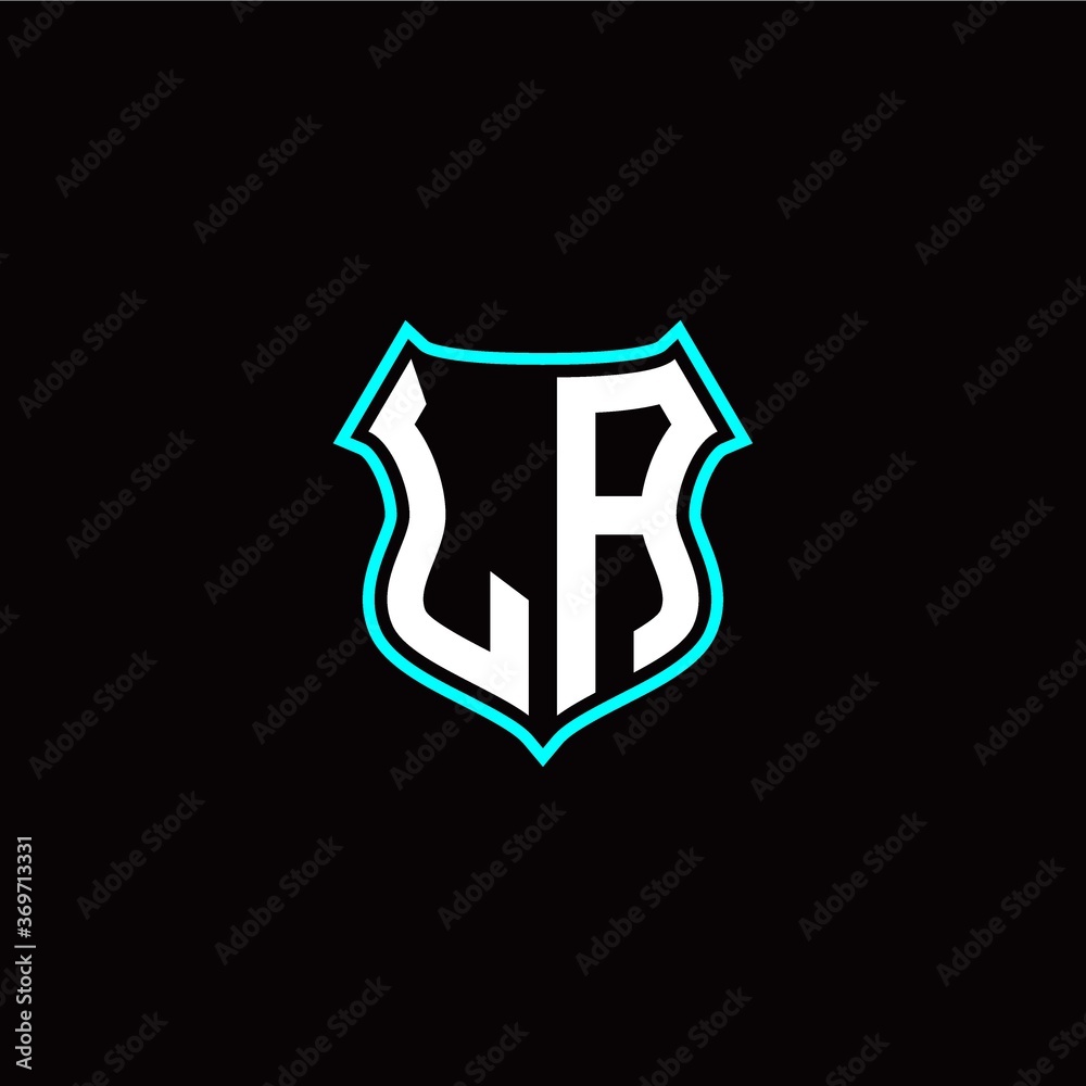 L A initials monogram logo shield designs modern