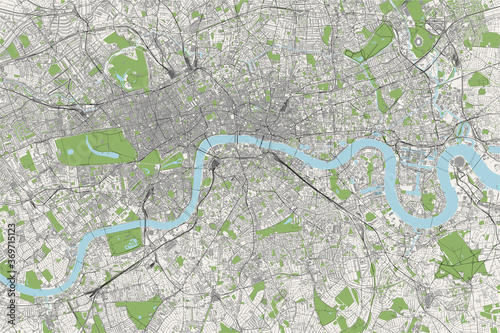 map of the city of London, Great Britain