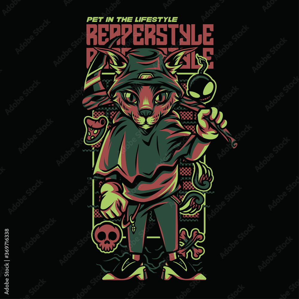 Reaper Style Caracal Cat Illustration