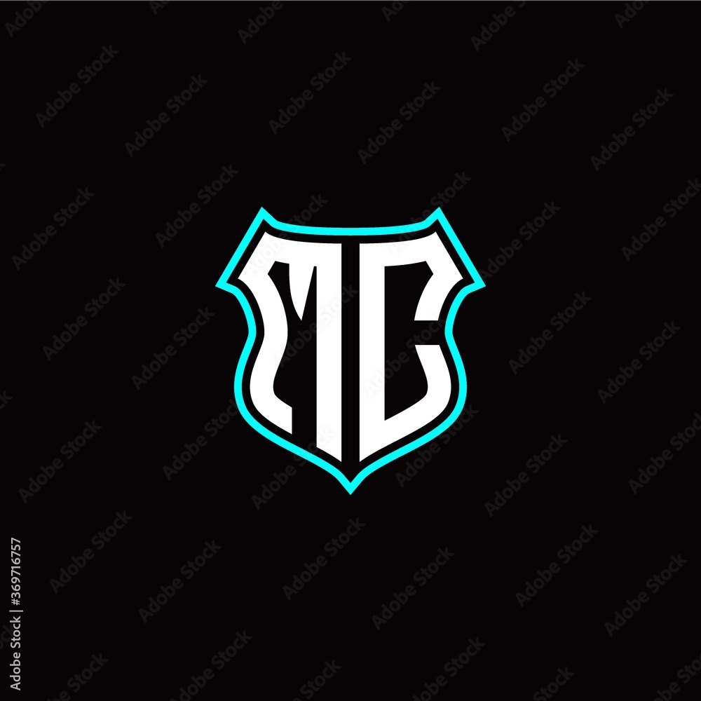 M C initials monogram logo shield designs modern