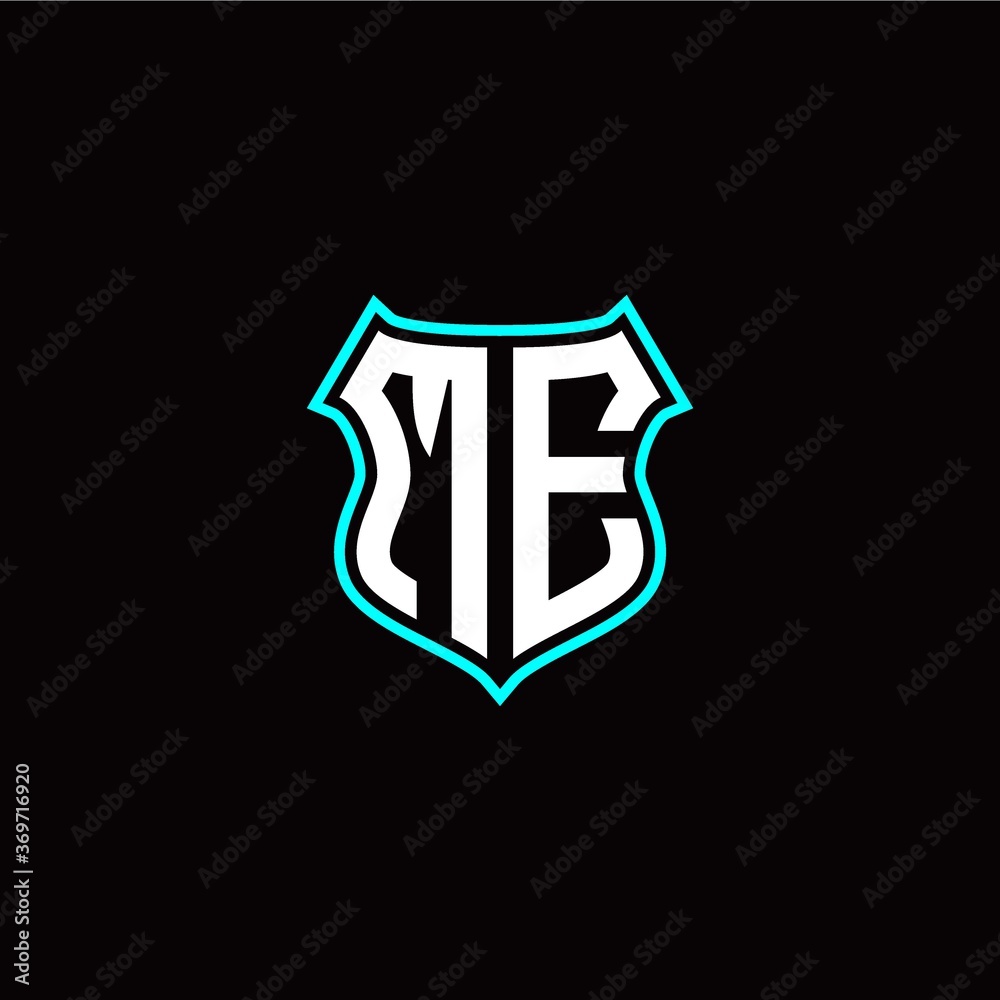 M E initials monogram logo shield designs modern