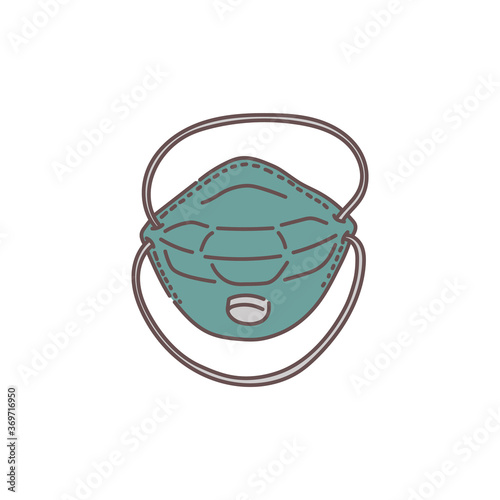 Respirator or face mask for biochemical protection vector illustration isolated.