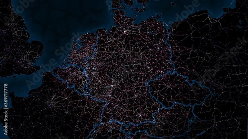 Map of Germany. Night view from space