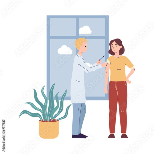 Vaccination against influenza and viral disease vector illustration isolated.
