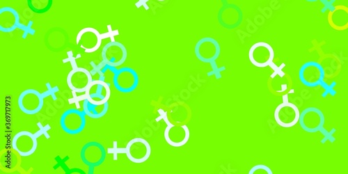 Light Blue, Green vector template with businesswoman signs.