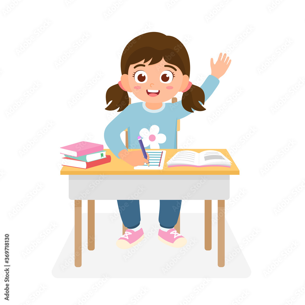Kindergarten student write and read a book while learning in the classroom. Concept vector illustration for education and back to school of children isolated on white background. Kindergarten student write and read a book while learning in the classroom. Concept vector illustration for education and back to school of children isolated on white background.
