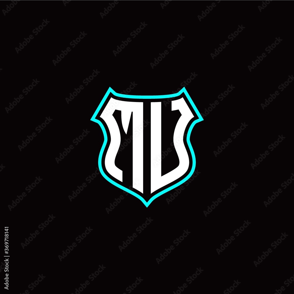 M U initials monogram logo shield designs modern