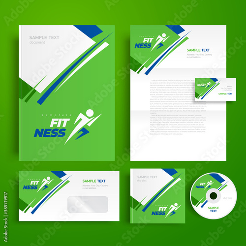 Fitness Corporate identity design template green color
