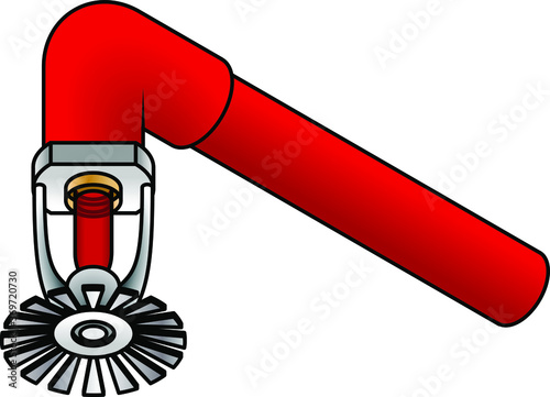 A building fire sprinkler nozzle mounted on an L coupling.