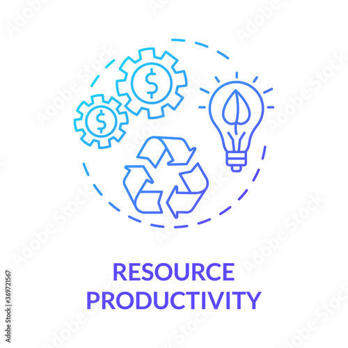 Resource productivity blue gradient concept icon. Conscious consumption. Ecological service. Sustainable development idea thin line illustration. Vector isolated outline RGB color drawing