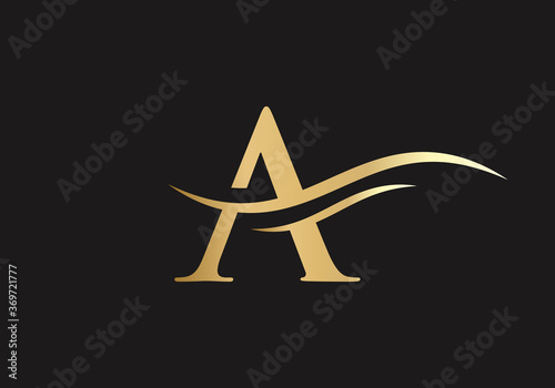 Letter A Logo for luxury branding. Elegant and stylish design for your company in gold color.
