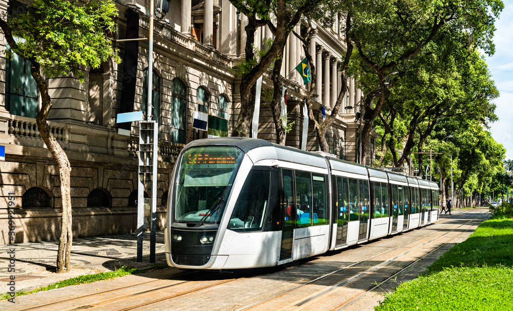 City tram in downtown Rio de Janeiro, Brazil