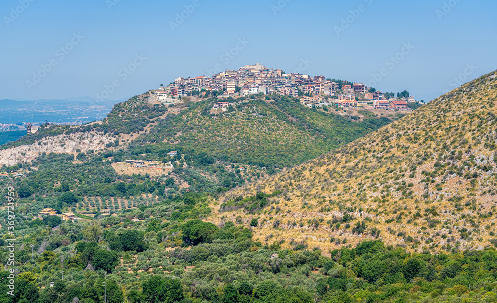 Panoramic view of Sant'Angelo Romano, beautiful village in the province of Rome, Lazio, Italy.