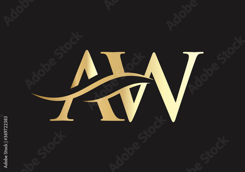AW Logo for luxury branding. Elegant and stylish design for your company in gold color.
