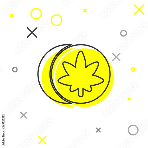 Grey line Herbal ecstasy tablets icon isolated on white background. Vector Illustration.