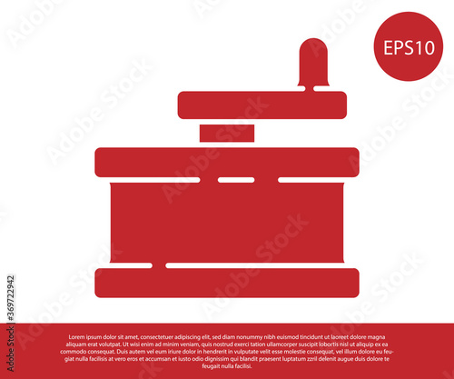 Red Manual grinder icon isolated on white background. Vector Illustration.