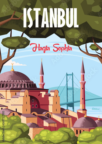Landmark of Istanbul Hagia Sophia vector illustration