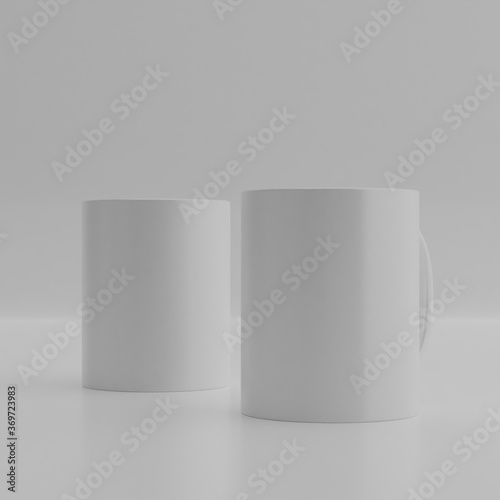 3d rendering background. Ceramic mug on white background. blank drink cup for your design. mug or glass mockup.