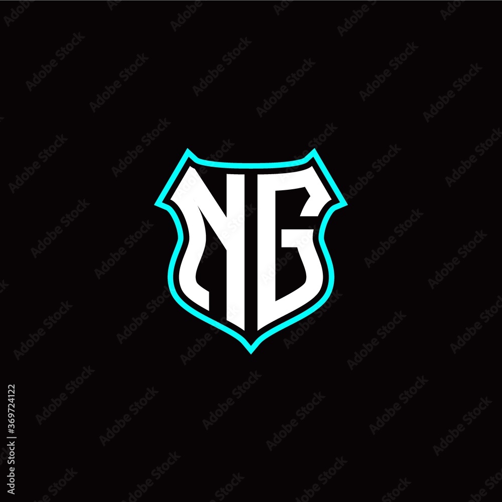 N G initials monogram logo shield designs modern