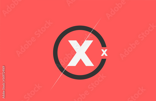 black white pink X alphabet letter logo icon. Circle company and business design