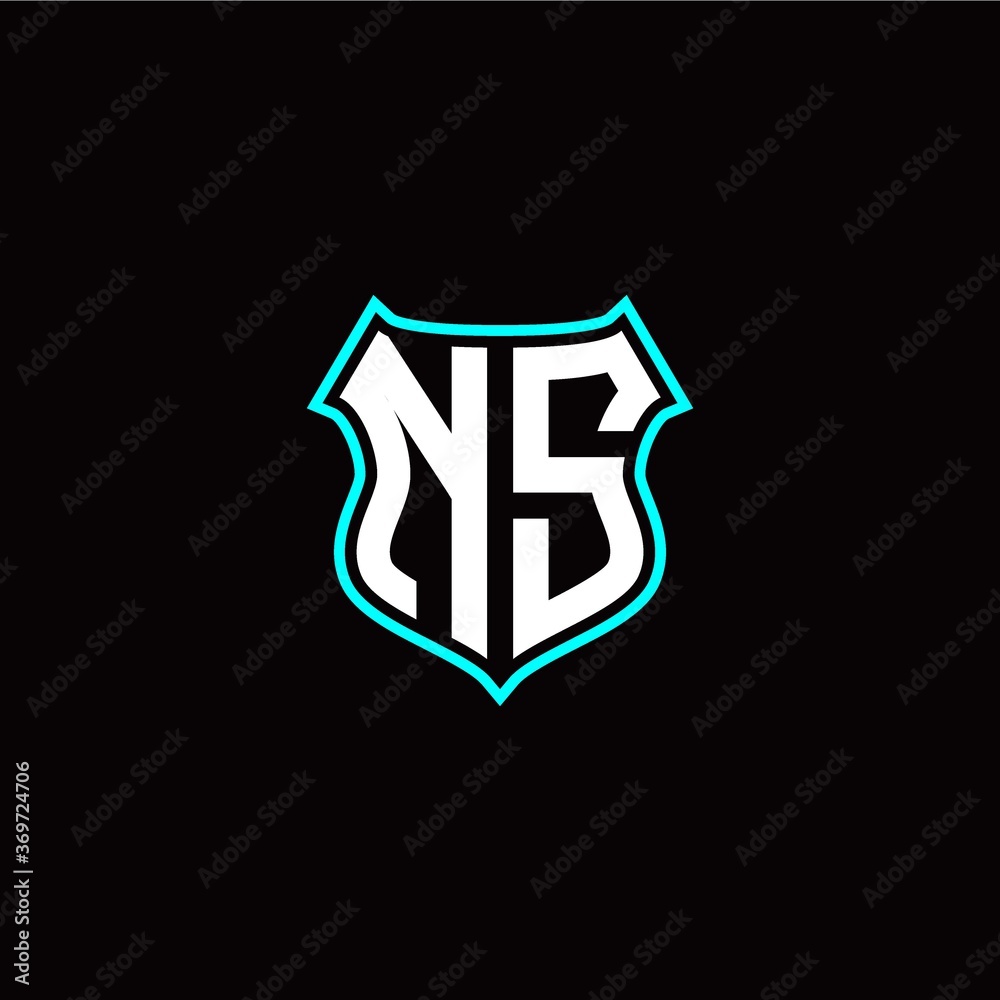 N S initials monogram logo shield designs modern
