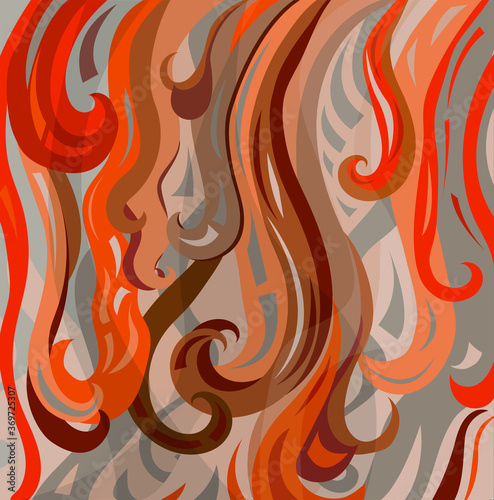 Hair background, curl, vector illustration, brown, yellow, orange,red, grey, beige