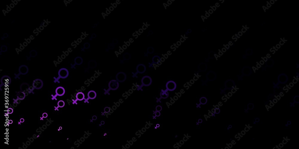Dark Purple vector backdrop with woman's power symbols.