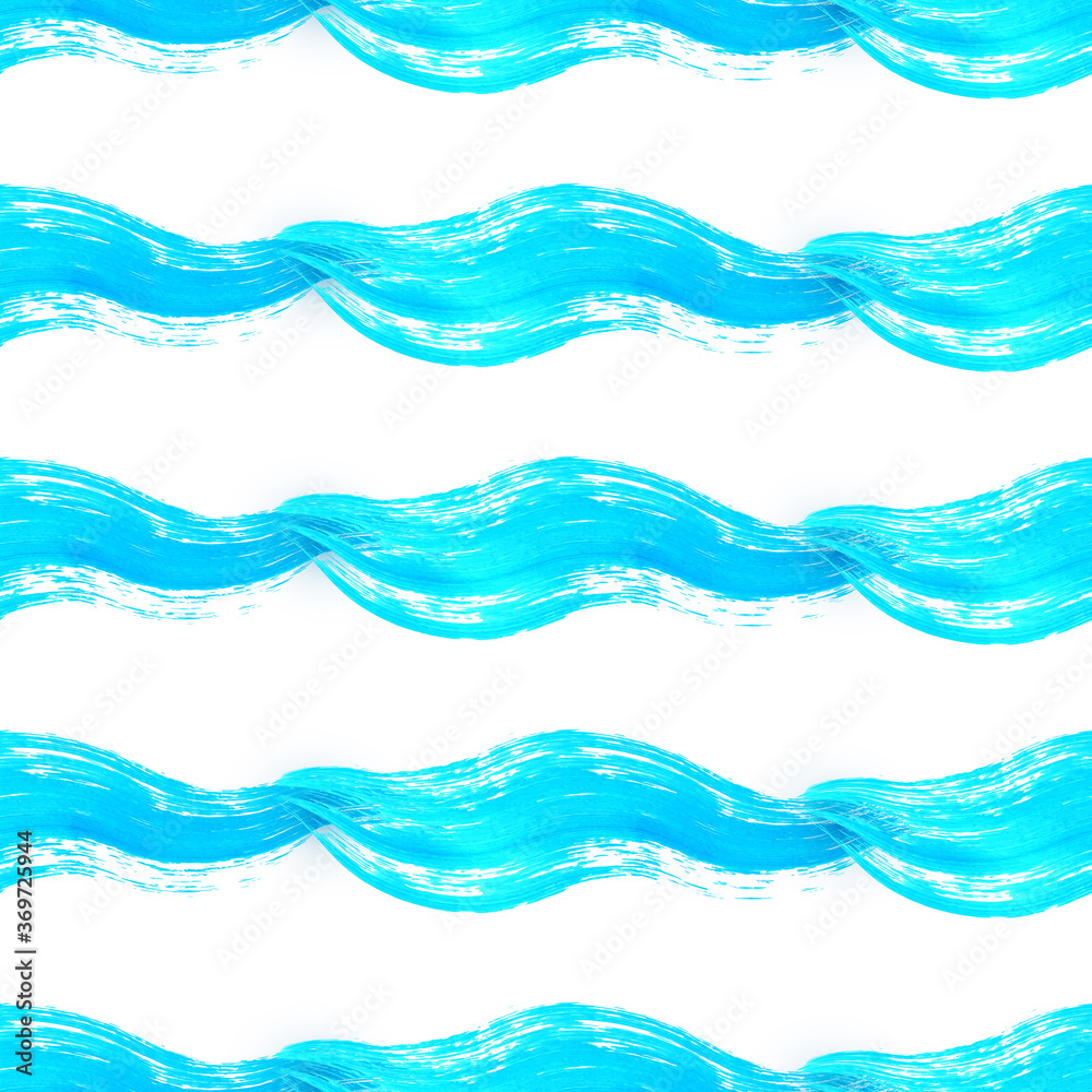 Striped pattern with wavy blue brush strokes