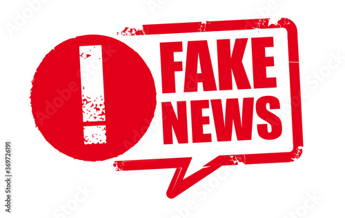 FAKE NEWS - red rubber stamp