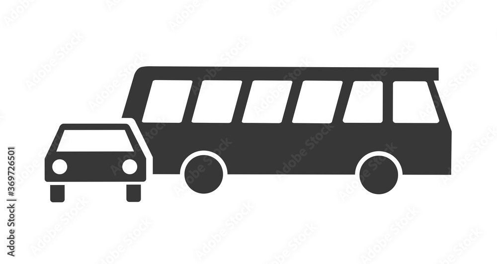 Bus and car - vector illustration icon concept