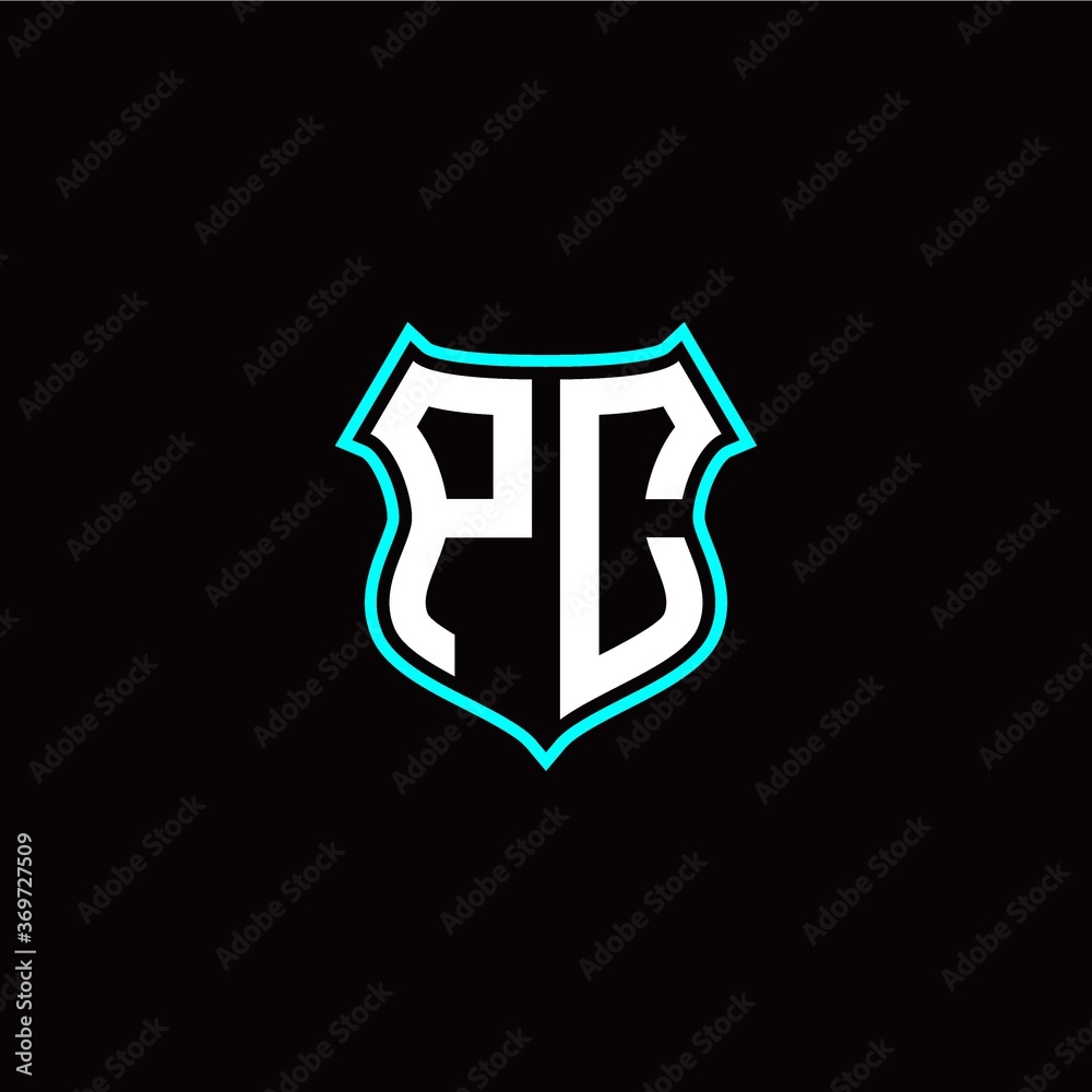 P C initials monogram logo shield designs modern