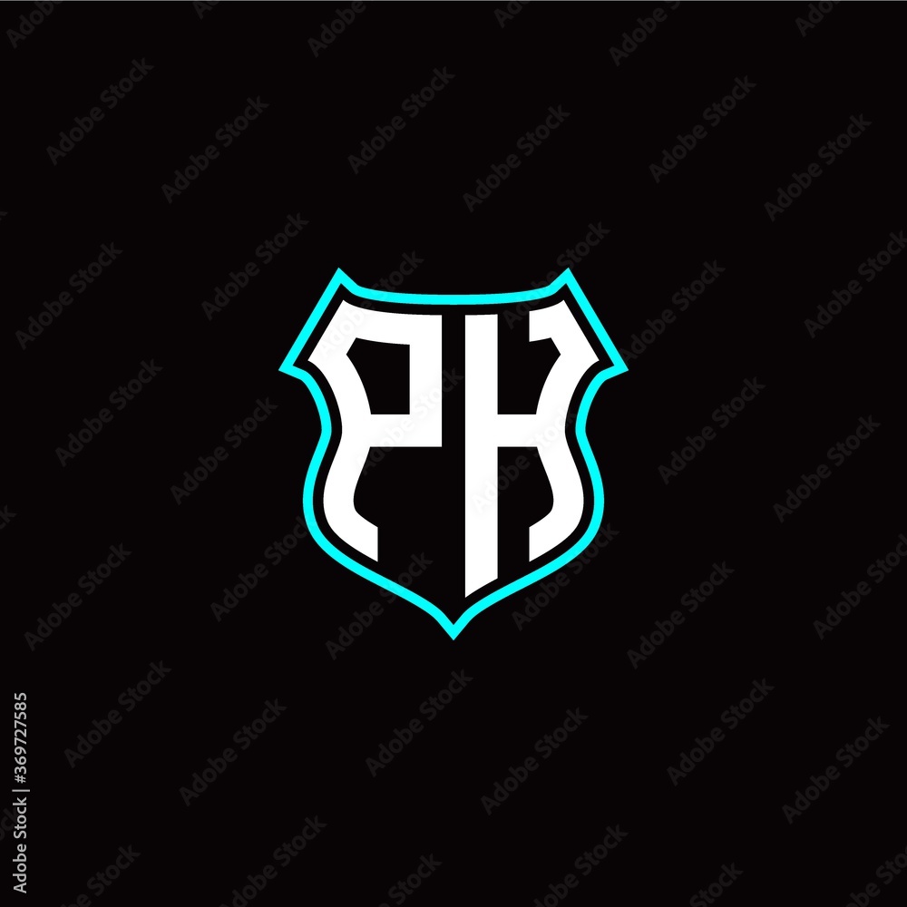 P H initials monogram logo shield designs modern