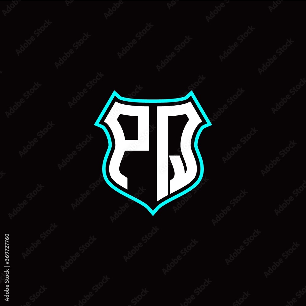 P Q initials monogram logo shield designs modern