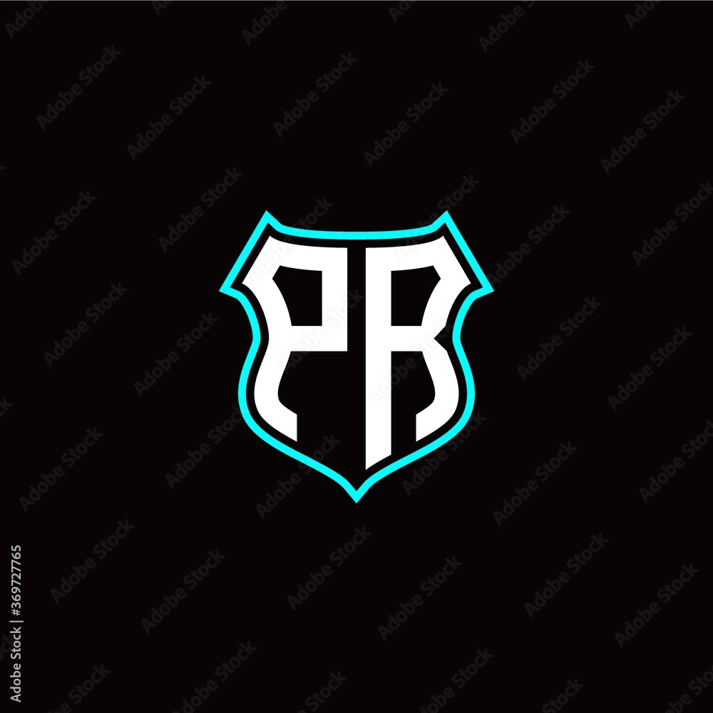 P R initials monogram logo shield designs modern
