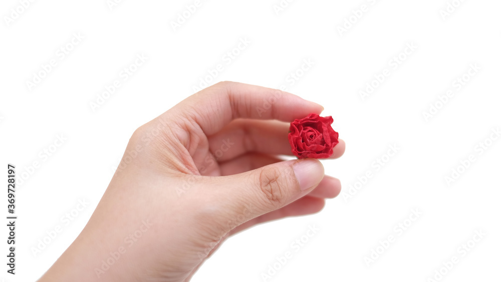 Artificial flower made out of fabric in beautiful pastel red color. This handmade flower can be used as decoration on headband, dress, and many other as craft supply material. Artificial flower made out of fabric in beautiful pastel red color. This handmade flower can be used as decoration on headband, dress, and many other as craft supply material.