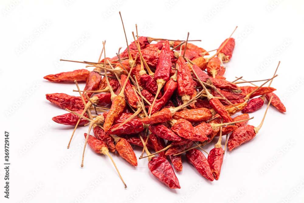 Fototapeta premium Close up dried red chili pepper isolate on white background.